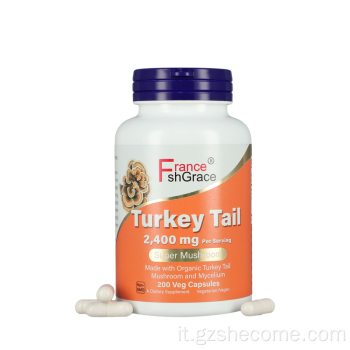 Capsule di coda di tacchino 2400mg Supporto Capsule di salute immunitaria